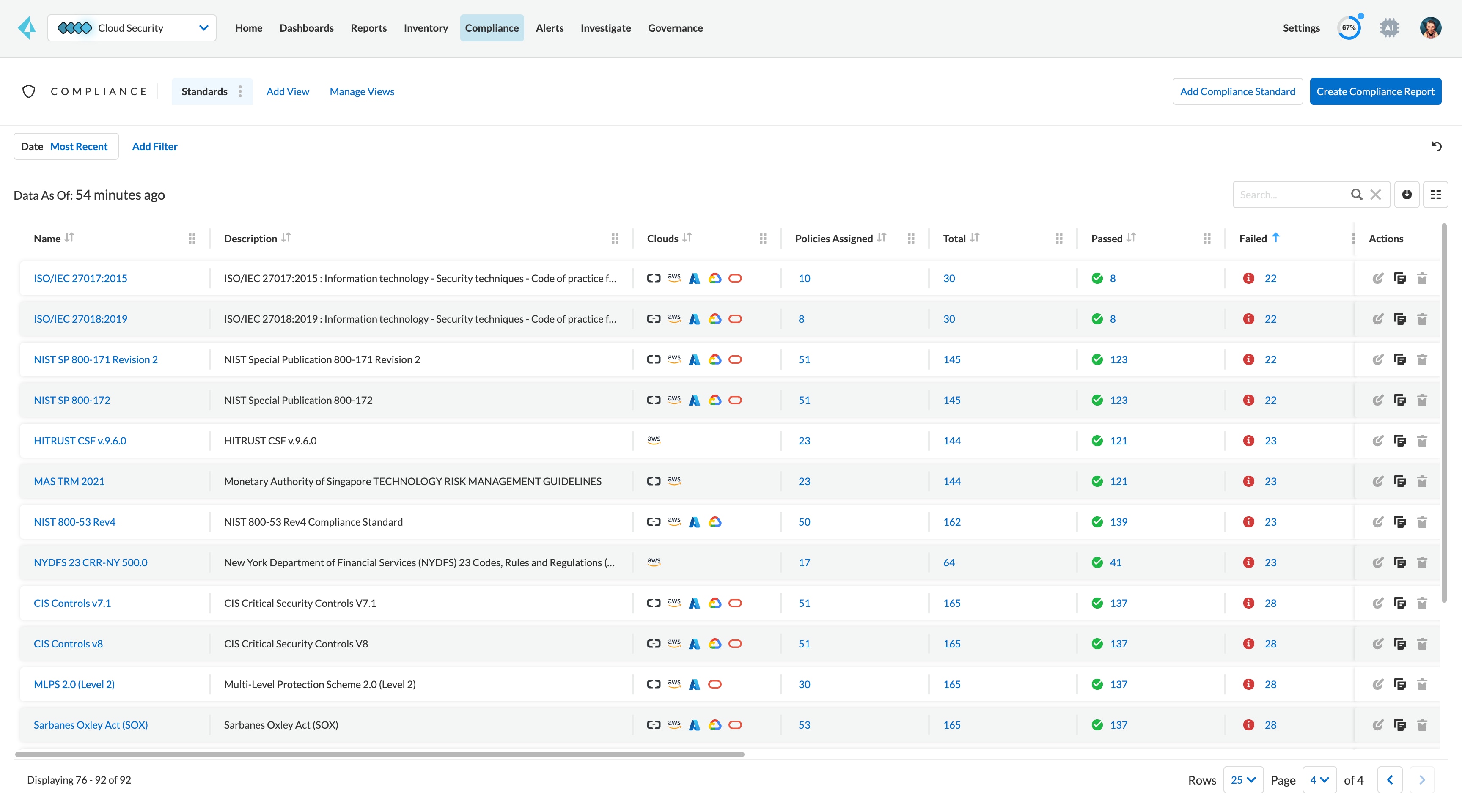 Suivi de la conformité et reporting